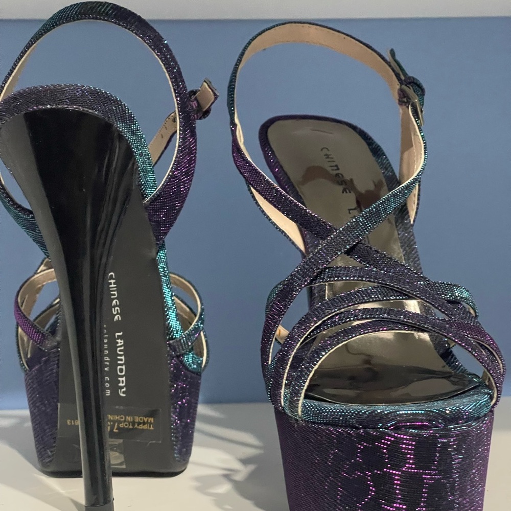 Chinese Laundry Iridescent Purple and Teal Heels